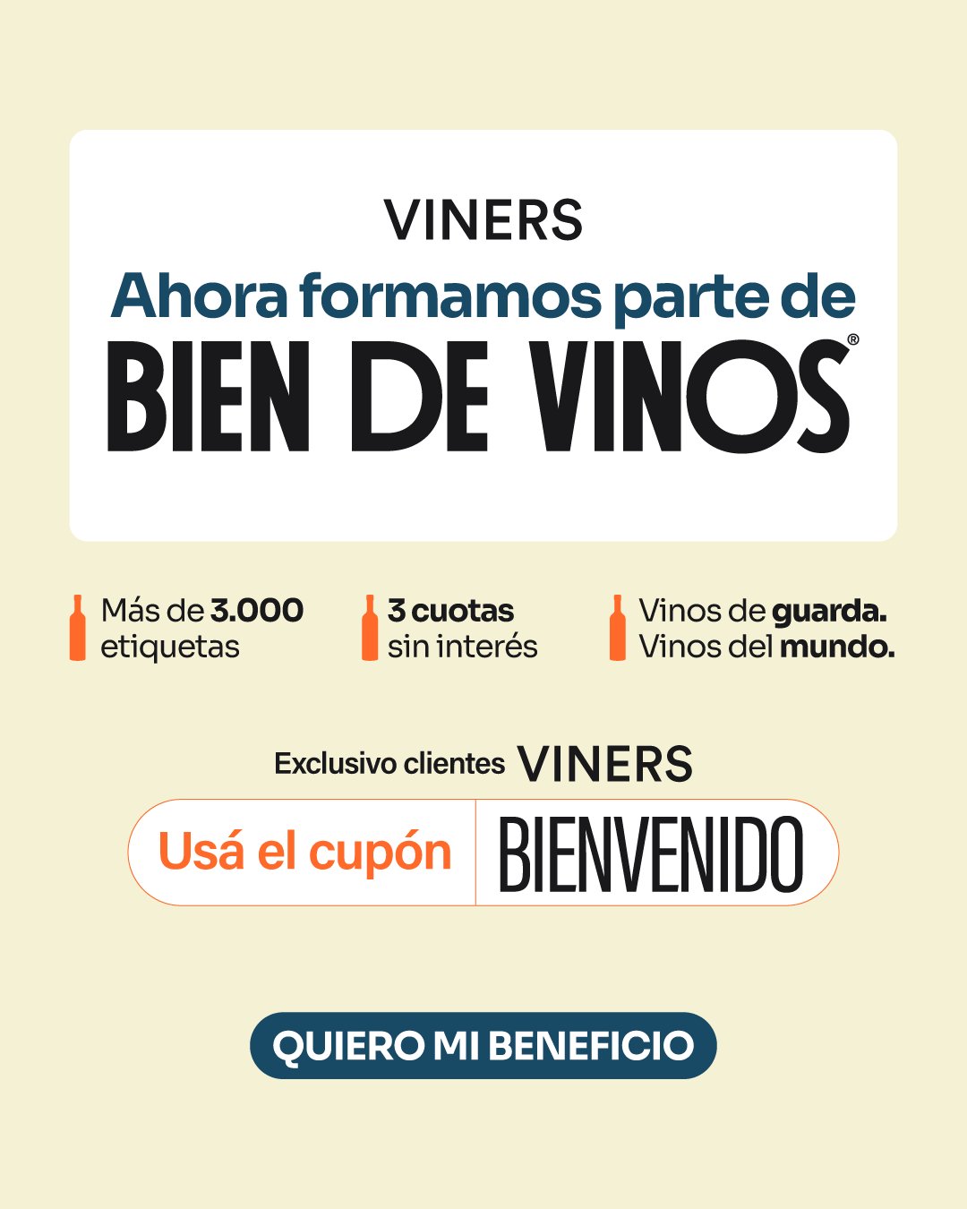 Viners ahora forma parte de Bien de Vinos - Usá el cupón BIENVENIDO